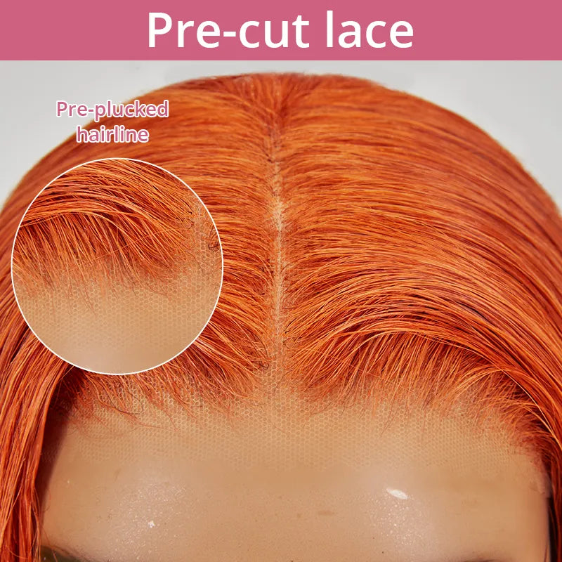 Shine Hair WIg 9x6 Glueless Eye Catching Ginger Color Smooth Wig