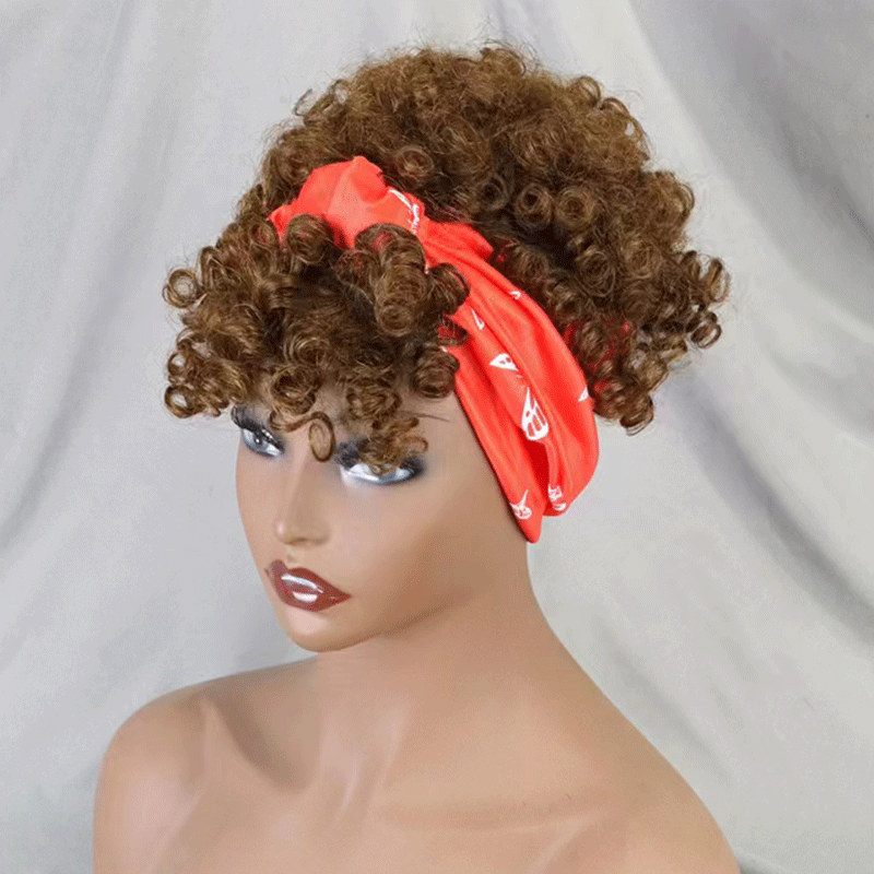 Glueless 3s Throw & Go Bob Headband With Bangs Curly Wig