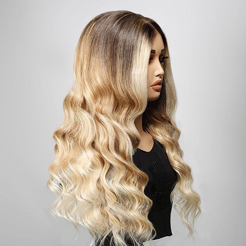 13x4 Styling Designer Wig Color Ombre blonde Ocean Wave Human Hair - SHINE HAIR WIG