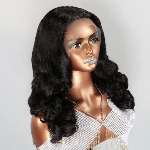 13x4 Trendy Designer Layered Wavy Transparent Lace Frontal Wig