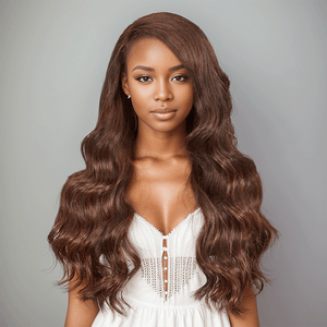 Shine Hair 9x6 C Part Glueless Chocolate Brown Body Wave Wig