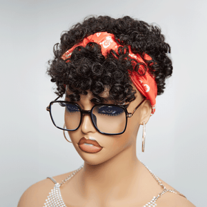 Glueless 3s Throw & Go Bob Headband With Bangs Curly Wig