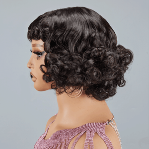 Glueless Fake Scalp Bob Wig Rose Curly 3s Wear Go