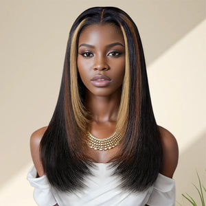 Shine Hair 9x6 Glueless Layer Muti-Color Highlight Silky Straight Wig