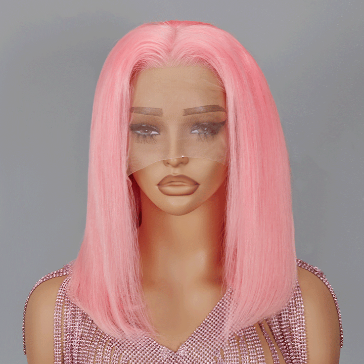 Shine Hair 13x4 Bob Wig Pink Color Lace Frontal Human Hair