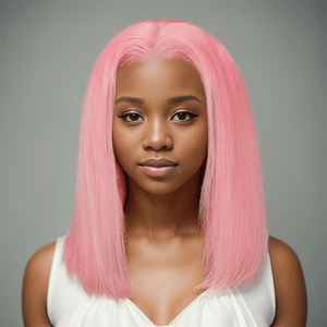 Shine Hair 13x4 Bob Wig Pink Color Lace Frontal Human Hair