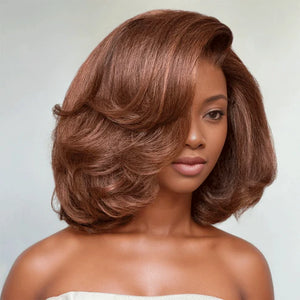 Shinehair 9x6 Glueless Layered C Part Toffee Brown/Mixed Blonde/Natural Bob Wig