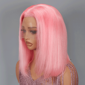 Shine Hair 13x4 Bob Wig Pink Color Lace Frontal Human Hair