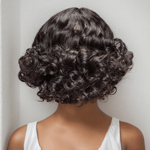 Glueless Fake Scalp Bob Wig Rose Curly 3s Wear Go