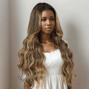 Shine Hair 9x6 Glueless Ombre Highlight Bleached Knots Body Wave Wig