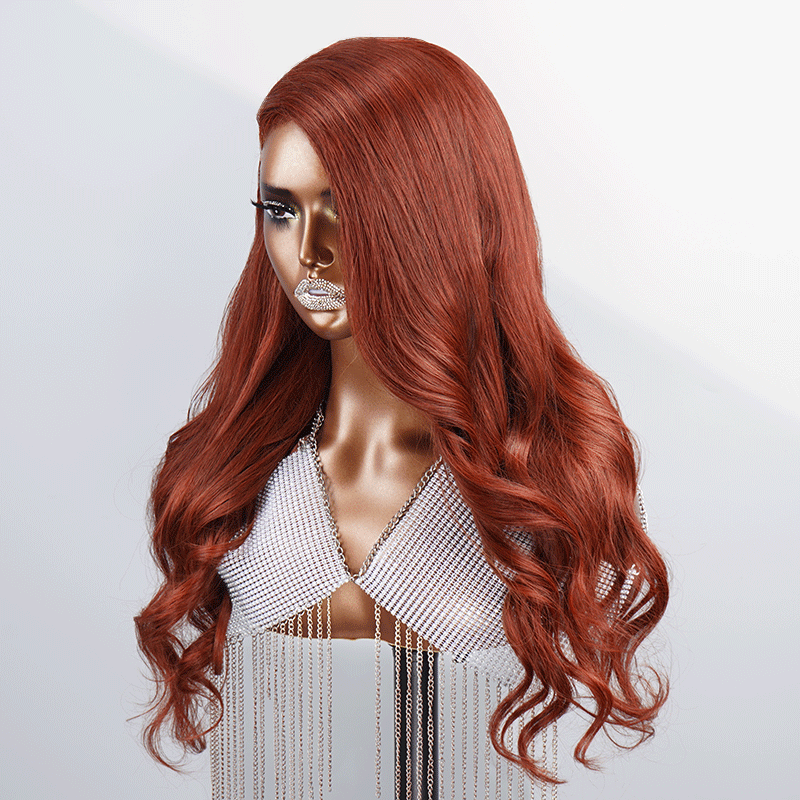 Shine Hair 13x4 Glueless Reddish Brown Color Body Wave Wig