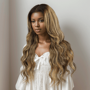 Shine Hair 9x6 Glueless Ombre Highlight Bleached Knots Body Wave Wig