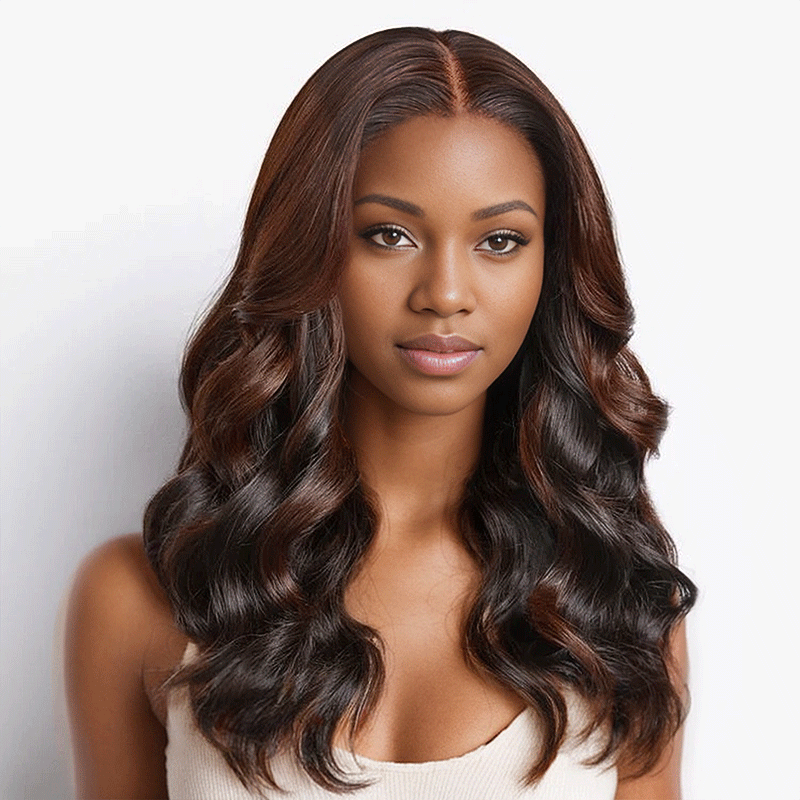 9x6 Glueless Peekaboo Bronze Brown Bob Wig Loose Body Wave