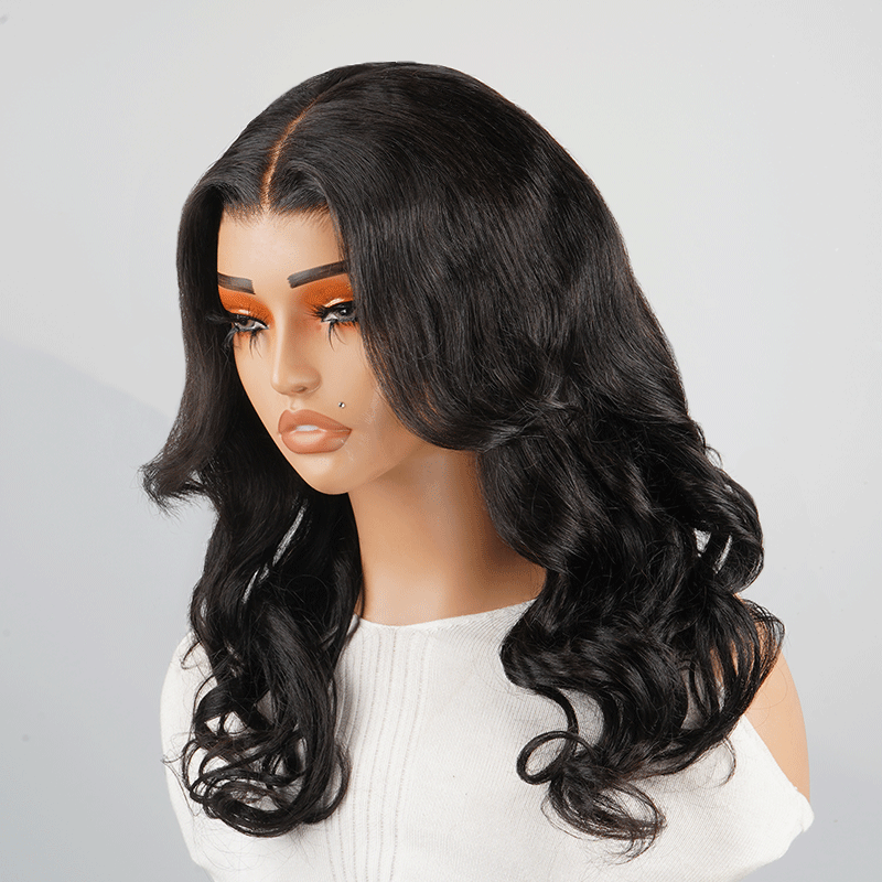 9x6 Glueless Layered Bangs Curtain Wavy Wig