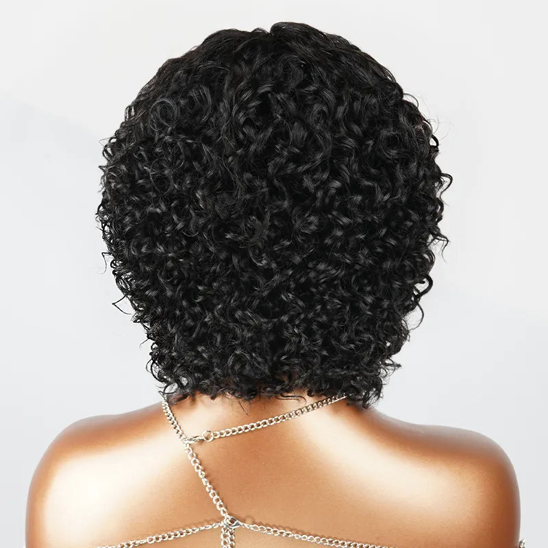 Shine Hair Glueless Natural Playful Curly Short Bob With Curly Bangs Wig