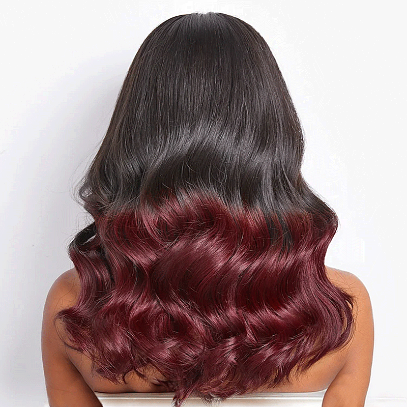 9x6 Glueless Dark Red Color Highlight Loose Wave Wig