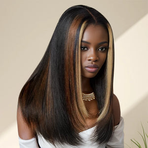 Shine Hair 9x6 Glueless Layer Muti-Color Highlight Silky Straight Wig