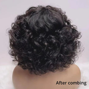 Glueless 3 Color Styled Bouncy Curls 99j/Highlight Brown Bob Wig