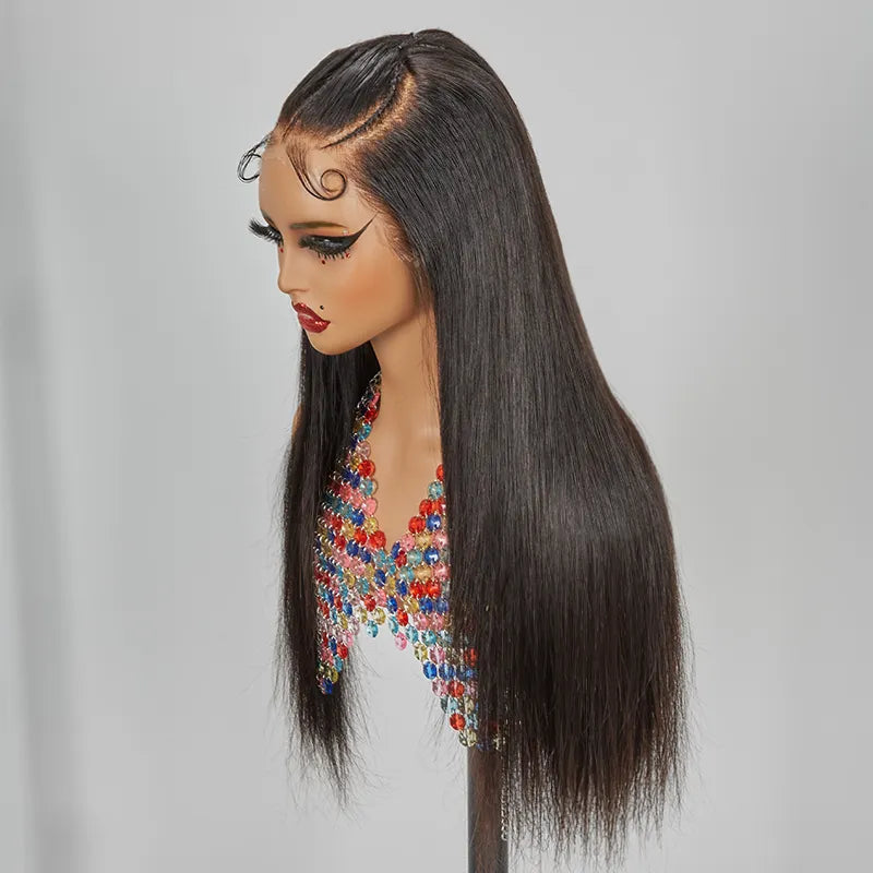 13x4 Lace Fashion Pre Braided Wig Straight Human Hair