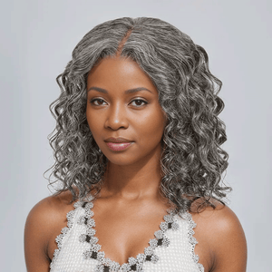  7x5 Glueless Color Salt & Pepper Bob Wig Water Wave