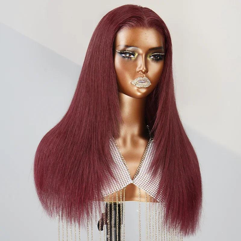 7x5 13x4 Layered Glueless 99J Colored Human Hair Wigs Brazilian Silky Straight - SHINE HAIR WIG