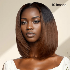 7x5 13x4 Layered Ombre Highlight Colored Glueless Blunt Cut Bob Wig Straight Human Hair - SHINE HAIR WIG