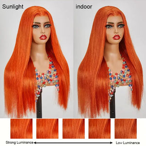 Shine Hair WIg 9x6 Glueless Eye Catching Ginger Color Smooth Wig