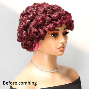 99j Glueless Fashion Bouncy Curls Human Hair Wig