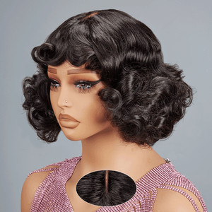 Glueless Fake Scalp Bob Wig Rose Curly 3s Wear Go