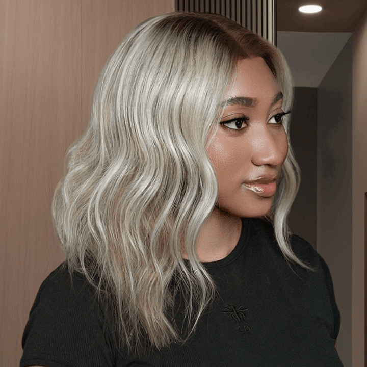 13x4 Glueless Blonde Color With Subtle Light Brown Bob Wig