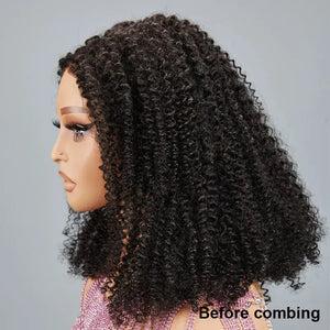 9x6 Glueless Bouncy Bob Kinky Curly Wig 3s Wear Go