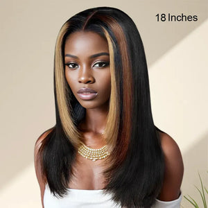 Shine Hair 9x6 Glueless Layer Muti-Color Highlight Silky Straight Wig