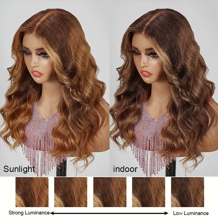 Shine Hir Wig 9x6 Glueless Honey Brown Color Ready To Go Body Wave Wig