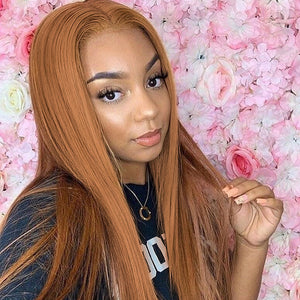#30 Colored Straight Human Hair Lace Wig 180% Density